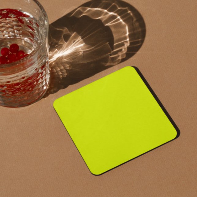 solid color fluorescent  yellow background square paper coaster (Creator Uploaded)