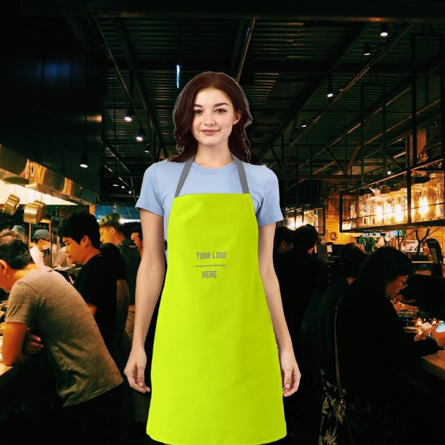 solid color fluorescent  yellow - your  logo  apron (Creator Uploaded)