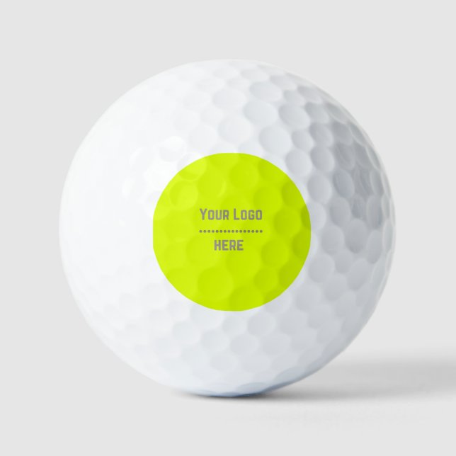 solid color fluorescent  yellow - your  logo  golf balls (Front)