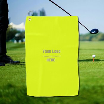 Solid Color Fluorescent  Yellow - Your  Logo  Golf Towel by almawad at Zazzle