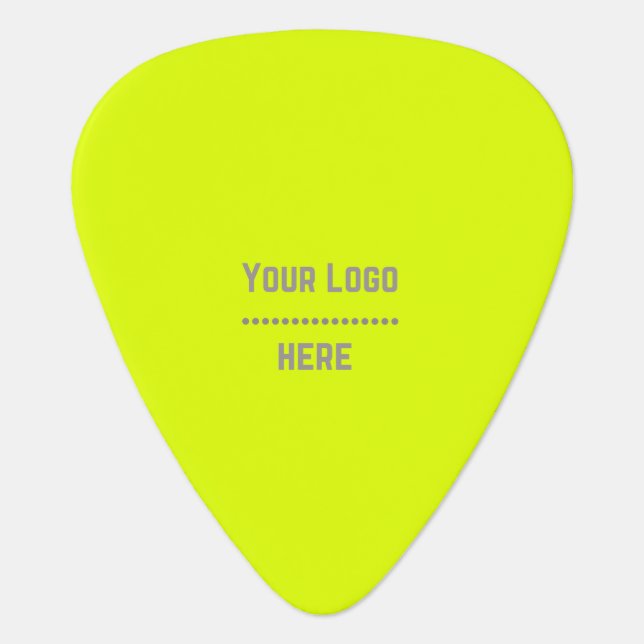 solid color fluorescent  yellow - your  logo  guitar pick (Front)