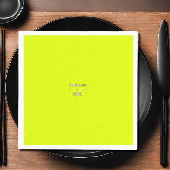 Solid Color Fluorescent  Yellow - Your  Logo  Napkins by almawad at Zazzle