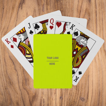 Solid Color Fluorescent  Yellow - Your  Logo  Playing Cards by almawad at Zazzle