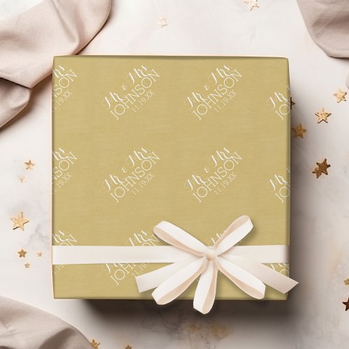 Solid Color Gold _ Mr  Mrs Wedding Favors Wrapping Paper