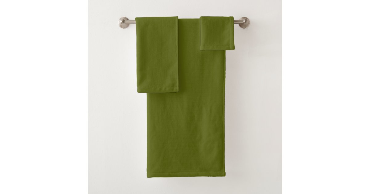 Solid color grape vine dark green bath towel set