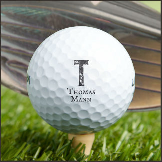 Solid color gray initials and name golf balls