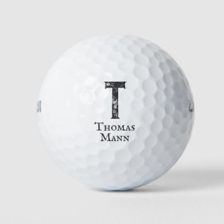Solid color gray initials and name golf balls