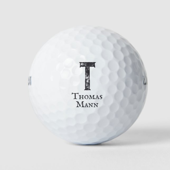 Solid color gray initials and name golf balls (Front)