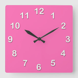 Solid Color: Hot Pink #2 Square Wall Clock