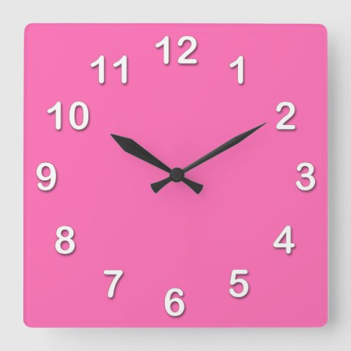 Solid Color Hot Pink 2 Square Wall Clock