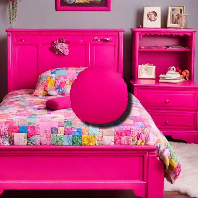 solid color hot pink round pillow (Creator Uploaded)