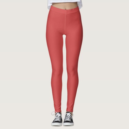 Solid color indian red dusty red leggings