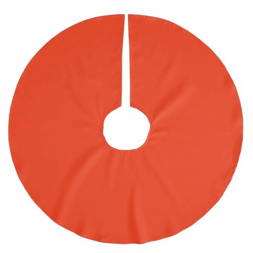 Solid color lava vivid red orange brushed polyester tree skirt