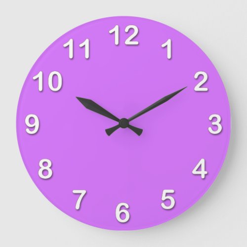Solid Color Lilac Purple Large Clock