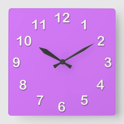 Solid Color Lilac Purple Square Wall Clock