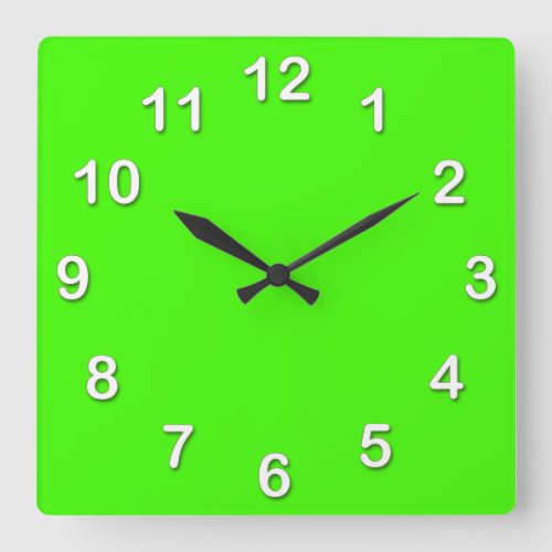 Solid Color Lime Green Square Wall Clock