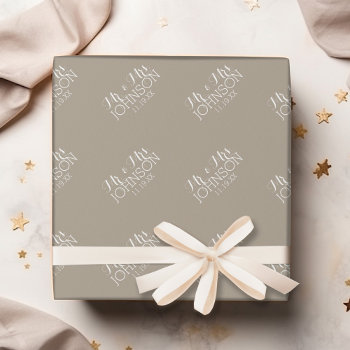 Solid Color Linen Beige - Mr & Mrs Wedding Favors Wrapping Paper by JustWeddings at Zazzle