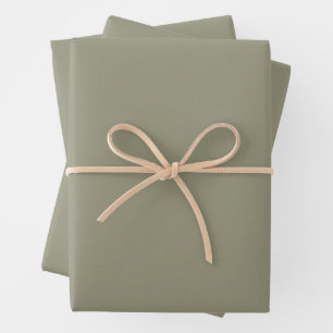 Solid Color Minimalist Earthy Olive Green Wrapping Paper Sheets