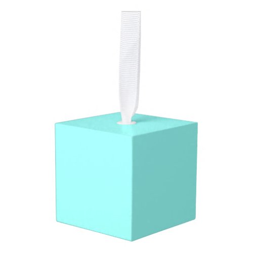 Solid color misty teal turquoise cube ornament