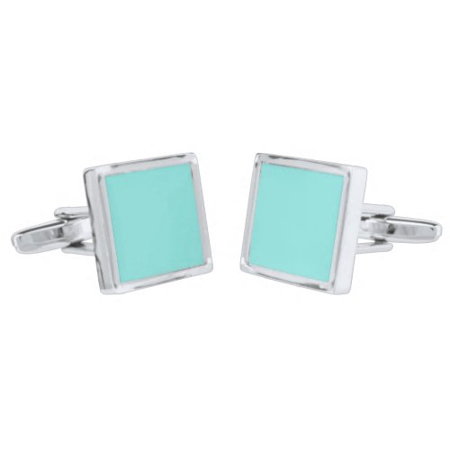 Solid color misty teal turquoise cufflinks