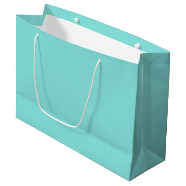 Solid color misty teal turquoise large gift bag (Front Angled)