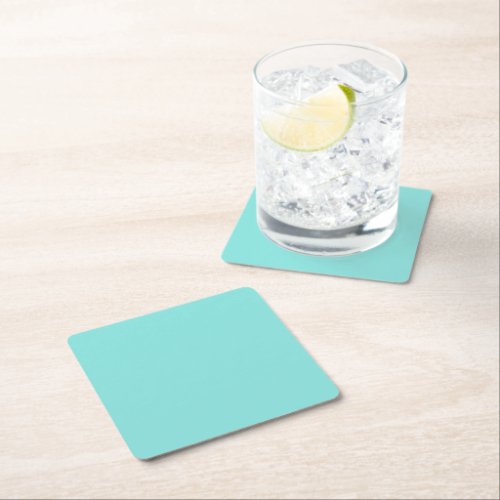Solid color misty teal turquoise square paper coaster