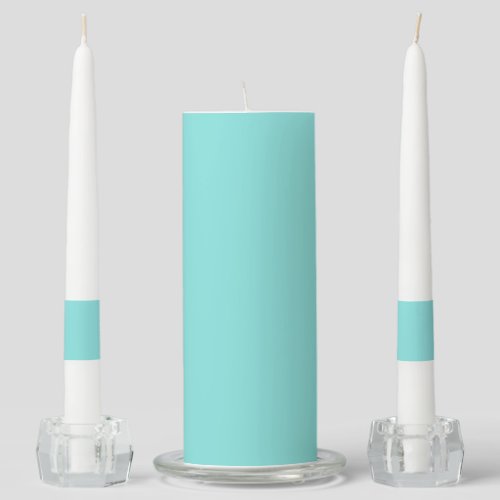 Solid color misty teal turquoise unity candle set