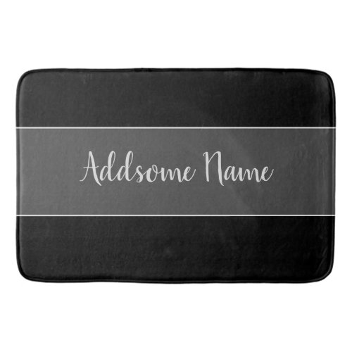 Solid Color Modern Basic Black Monogrammed Bath Mat