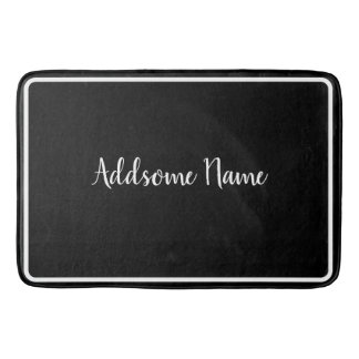 Solid Color Modern Basic Black Monogrammed Bath Mat