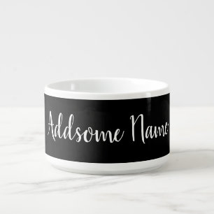 Solid Color Modern Basic Black Monogrammed Bowl