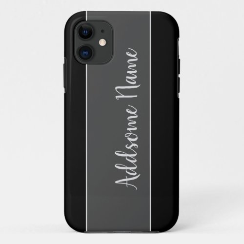 Solid Color Modern Basic Black Monogrammed iPhone 11 Case