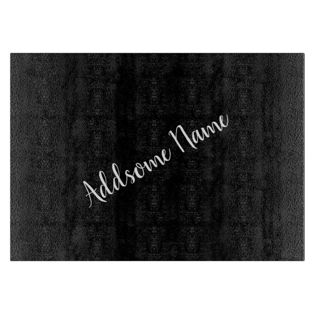 Solid Color Modern Basic Black Monogrammed Cutting Board (Front)