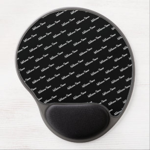 Solid Color Modern Basic Black Monogrammed Gel Mouse Pad
