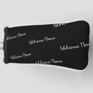 Solid Color Modern Basic Black Monogrammed Golf Head Cover