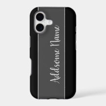 Solid Color Modern Basic Black Monogrammed