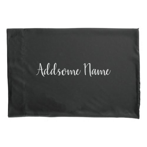 Solid Color Modern Basic Black Monogrammed Pillow Case