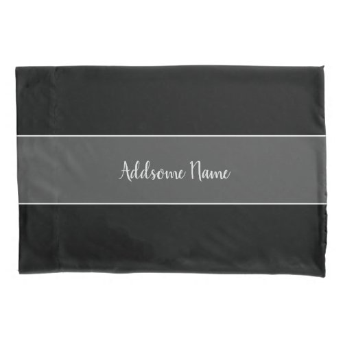 Solid Color Modern Basic Black Monogrammed Pillow Case