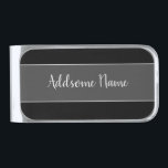 Solid Color Modern Basic Black Monogrammed Silver Finish Money Clip<br><div class="desc">Custom Template Customized designs. Personalize with your own name,  a great gift for anyone including yourself.</div>