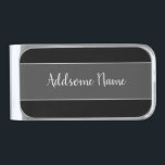 Solid Color Modern Basic Black Monogrammed Silver Finish Money Clip<br><div class="desc">Custom Template Customized designs. Personalize with your own name,  a great gift for anyone including yourself.</div>