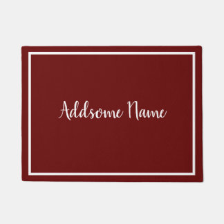 Solid Color Modern Basic Burgundy White Monogram Doormat