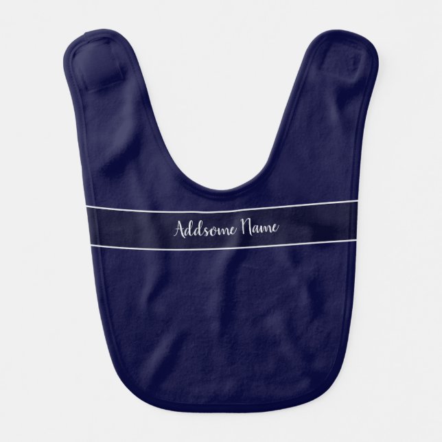 Solid Color Modern Navy  Blue Stylish Baby Bib (Front)