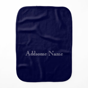 Solid Color Modern Navy  Blue Stylish Baby Burp Cl Cloth