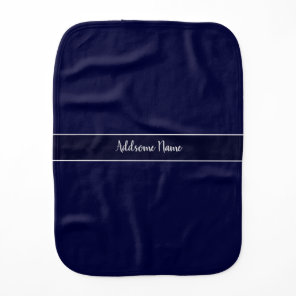 Solid Color Modern Navy  Blue Stylish Baby Burp Cloth