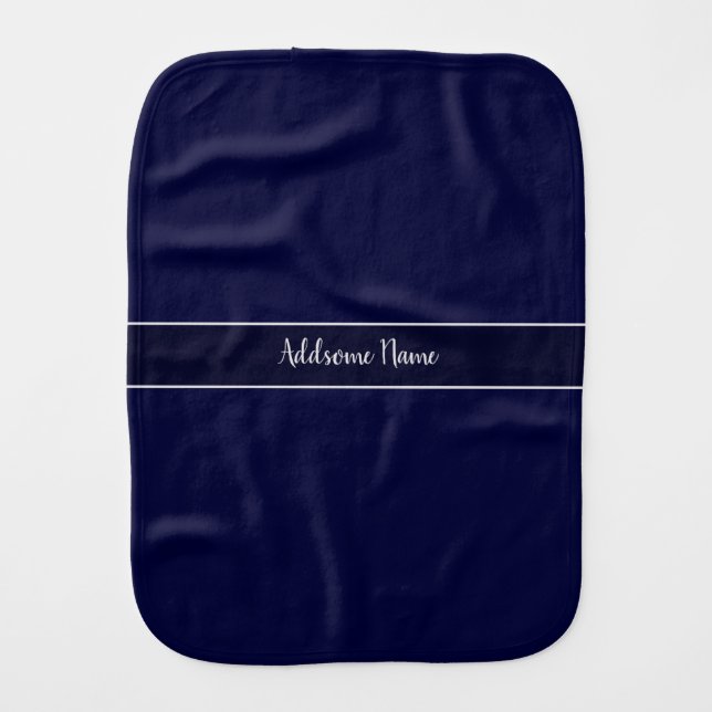 Solid Color Modern Navy  Blue Stylish Baby Burp Cloth (Front)