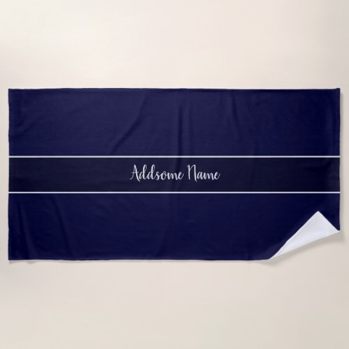 Solid Color Modern Navy  Blue Stylish Beach Towel