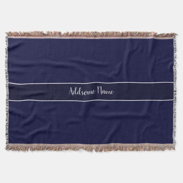 Solid Color Modern Navy  Blue Stylish Throw Blanket (Front)