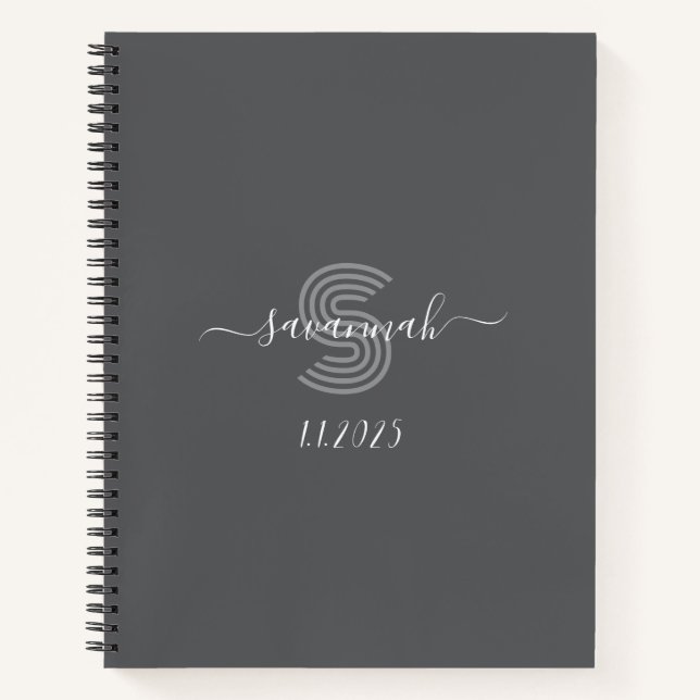 Solid Color  Monogram Sketchbook  Notebook (Front)