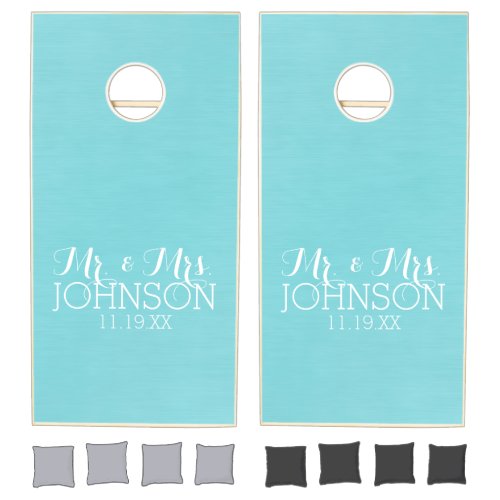 Solid Color Mr  Mrs Wedding or Anniversary Favor Cornhole Set