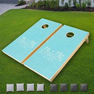 Solid Color Mr & Mrs Wedding or Anniversary Favor Cornhole Set