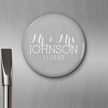 Solid Color Mr & Mrs Wedding Or Anniversary Favor Magnet by JustWeddings at Zazzle